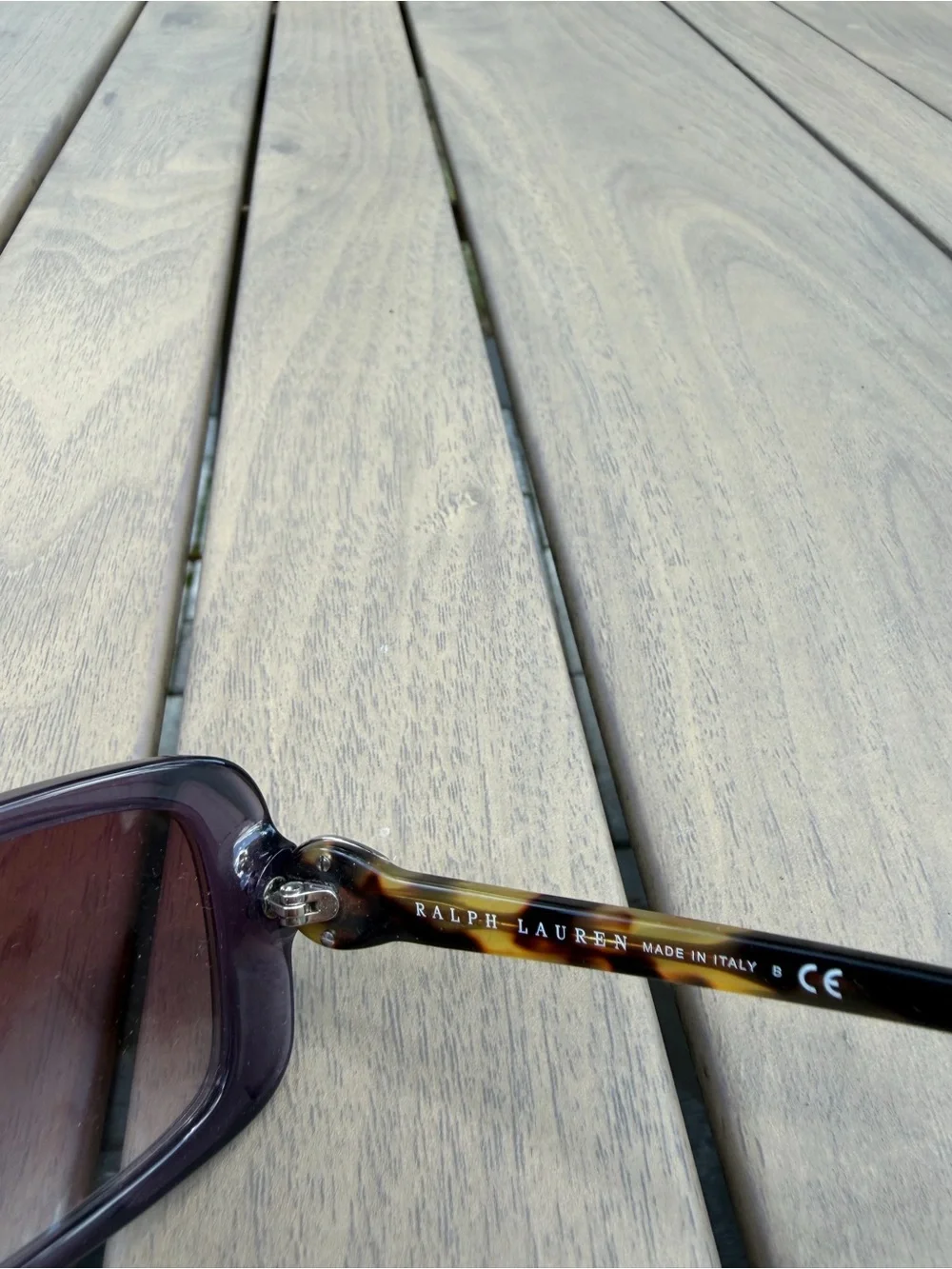 Ralph Lauren Purple Gradient Square Sunglasses with Tortoise Arms - Designer